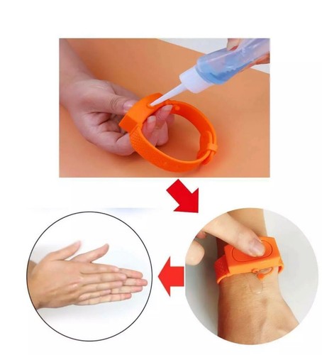 Silicone Bracelet Wristband Hand Dispenser + Portable Squeeze Btl USA - Picture 3 of 10