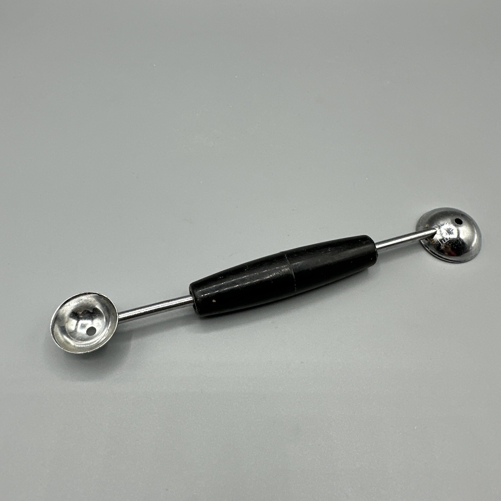 Vintage EKCO USA Melon Baller Black Handle Double Headed Ball Scoop 3/4" 1 .25"