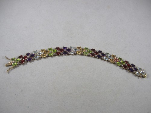 Quality STERLING SILVER Multi GEMSTONES 7 1/4" Bra