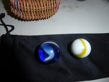 PAIR GLASS MARBLE 15mm  16mm SHOOTER MARBLES  SWIRL