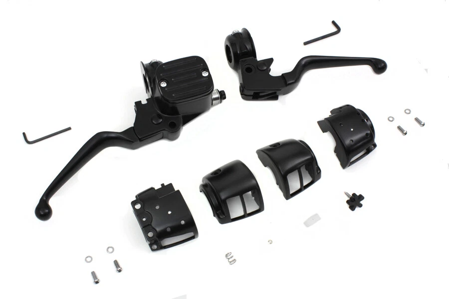 Kit de control de manillar estilo contorno negro para Harley Davidson Foto 4 de 4