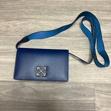 Off-white  Jitney 0.5 Leather Shoulder Bag Blue Arrow Plaques Logo Virgil Abloh