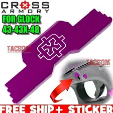 Cross Armory PURPLE for GL0CK 43 43X 48 EXTENDED Slide Lock EASY TAKE DOWN LEVER