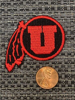 University of Utah Utes Vintage Embroidered Iron On Patch Round 2  X 1.5 
