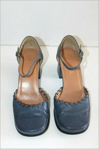 SAN MARINA Escarpins à Brides vintage Cuir Bleu Jean Talons Larges T 38 TBE  | eBay