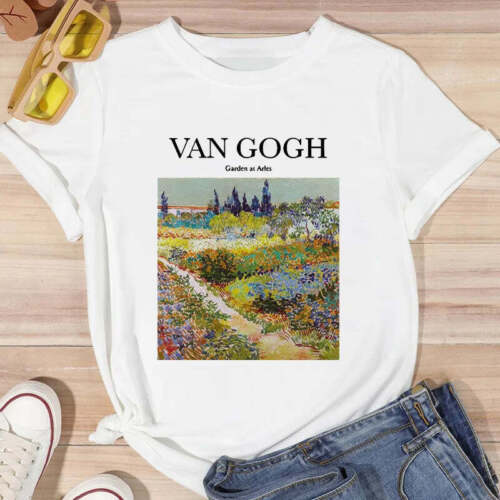 Damen Sommer Top Van Gogh T-Shirt Rundhals Streetwear lockeres Damentop - Bild 1 von 11