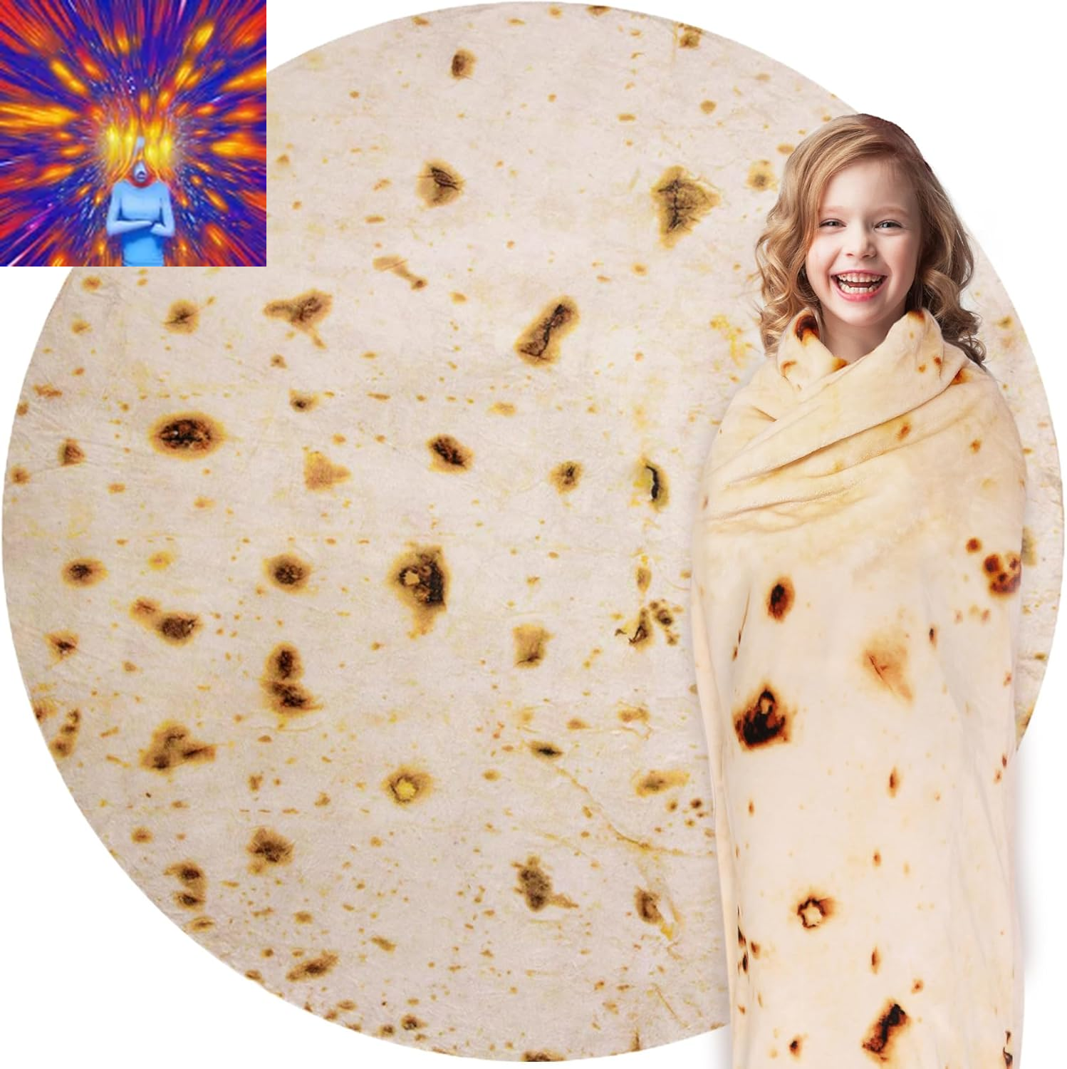 Burritos Tortilla Wrap Blanket Adult Kids and Baby Size Birthday Gifts, Double S