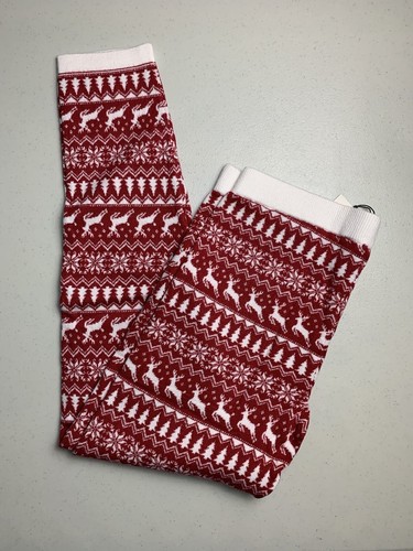 Aspen Reindeer Leggings Farmhouse Christmas Snowflake Pants Red Size Large New - Picture 4 of 11