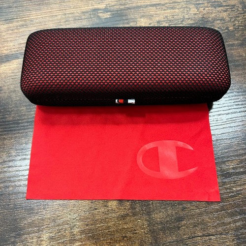 Champion Eyeglass Red Black Mesh 1919 Hard Clamshell Case with cloth- 396