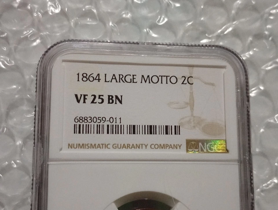 USA 2 Cents, Union Shield 1864, NGC VF 25 BN - Image 3 of 4