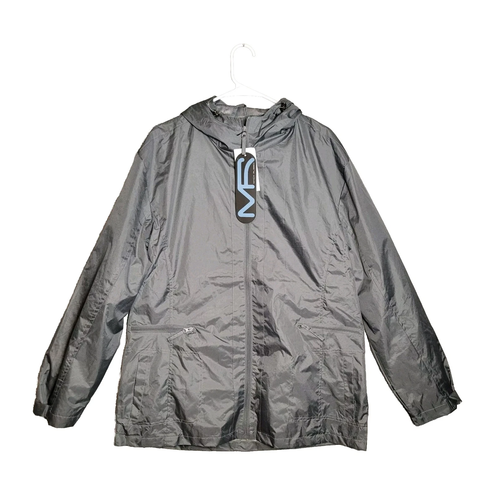 Mack Russo Wind Breaker 2XL Hooded Rain Jacket Gray NWT Full Zip Hiking Coat