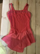 Womens Size Medium Coral Figure Skating Dress With Swarovski Crystals