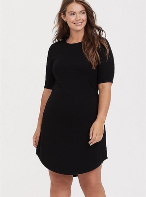 black ribbed t shirt dress