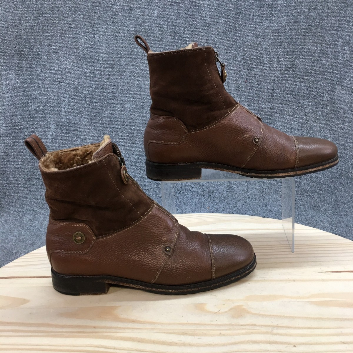 Cole Haan Boots Mens B Front Zip Ankle Winter Boot D15575 Brown