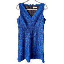 Calvin Klein Dress Women's 12 Celestial Blue Scalloped Lace Fit & Flare Cocktail