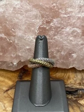 DESIGNER STERLING SILVER YELLOW WHITE AND PINK TRIPLE CZ RING SIZE 6.5