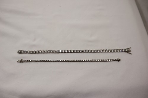 STERLING SILVER (2) BEAUTIFUL CZ TENNIS BRACELETS- 24.6 GRAMS