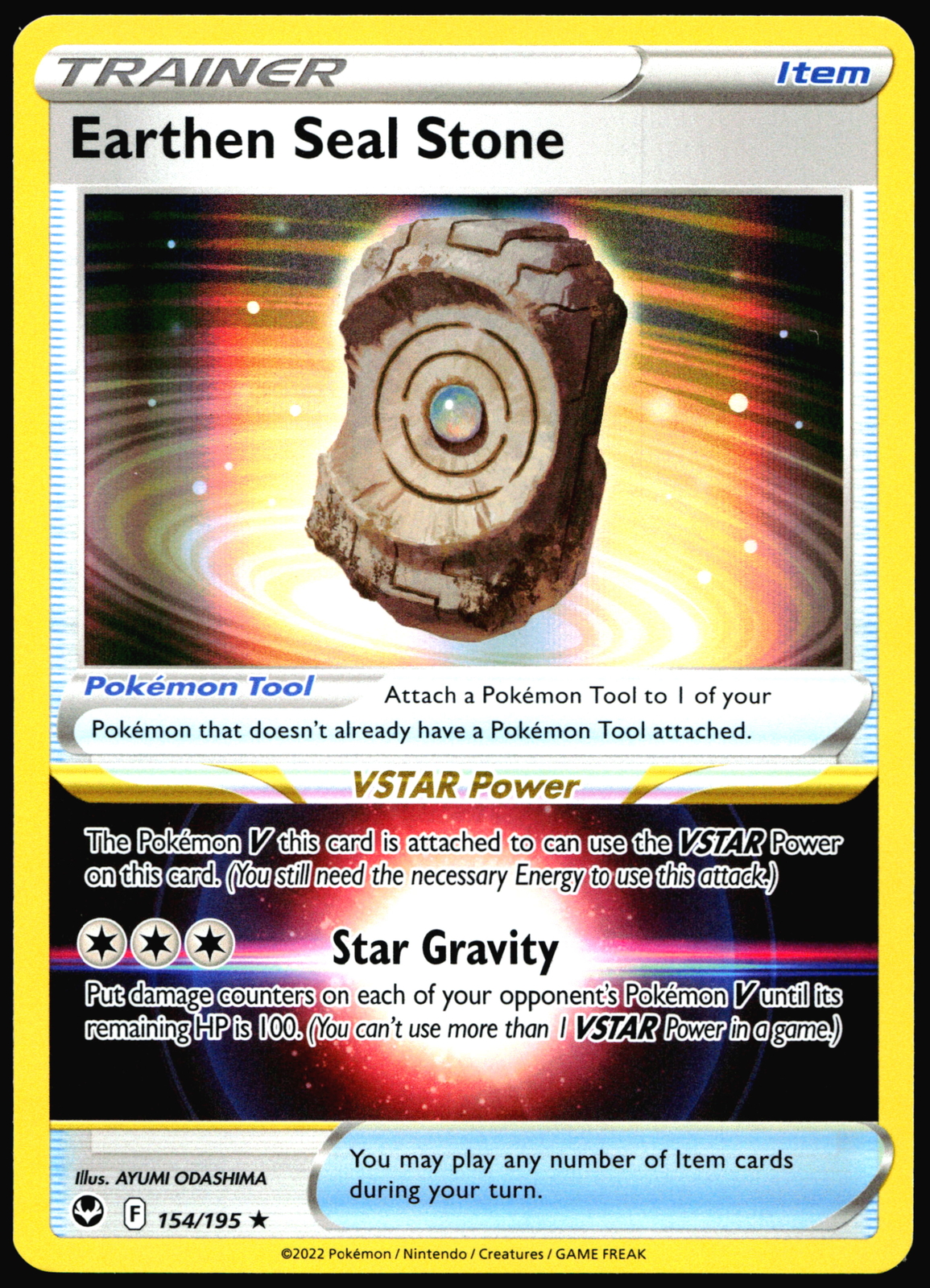 Earthen Seal Stone Silver Tempest 154 Holo Rare Pokemon Card R2-533