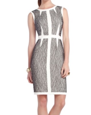 bcbg lace trimmed sheath dress Bcbg Maxazria Rumor Dress White Black Lace Blocked Sheath Dress Size 4 $248