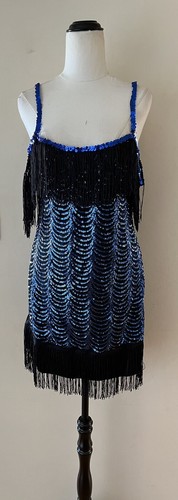 Leg Avenue Blue Black Sequin Gatsby Flapper Costume Size L - Picture 2 of 6