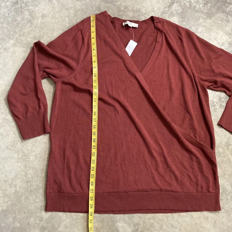 Suéter Ann Taylor Loft para mujer talla 24 26 suéter envolvente sintético rojo oxidado manga larga Foto 4 de 4