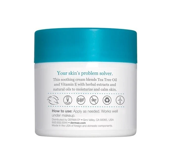 Derma E Tea Tree & Vitamin E Relief Cream to Moisturize, Soothe & Soften, 4 oz - Image 2 of 2