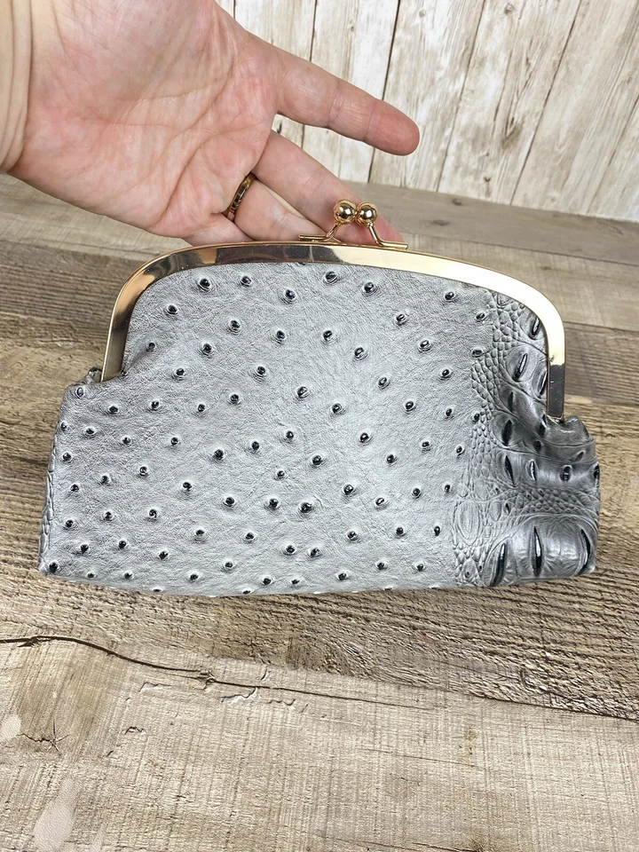 Серый страус искусственной кожи застежки трансформируемый сумка через плечо сумочка - Изображение 2 из 4