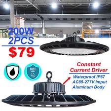 2-10 Pack 200W Round Led Shop Light 6500K UFO Led High Bay Light Low Bay Light