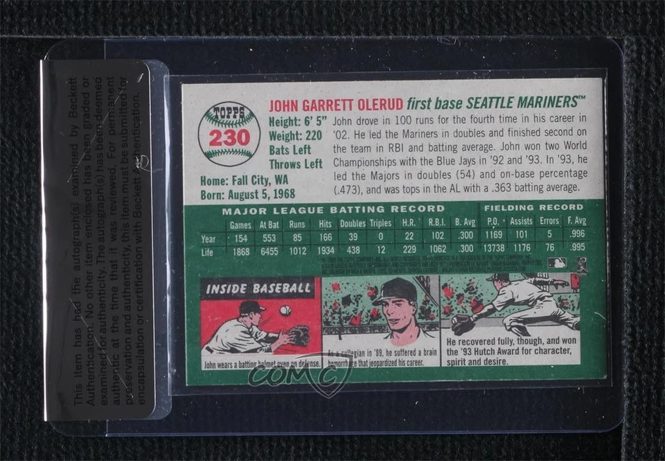 BAS 2003 Topps Heritage John Olerud #230 Seal of Authenticity Auto - Image 2 of 2