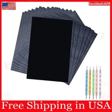 50 Sheets Carbon Paper Black Graphite Paper Transfer Tracing Paper and 5 Pieces
