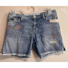 POLO Ralph Lauren Girls Size 14 Jean Denim Shorts patchwork Embroidered Raw Hem