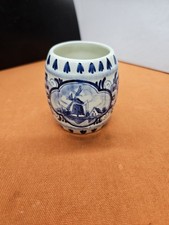 Vintage Small Delftware Porcelain Barrel-Shaped Vase