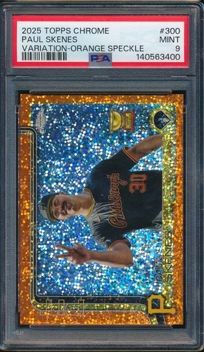 2025 Topps Chrome 300 Paul Skenes Variation Orange Speckle /25 PSA 9 POP 1
