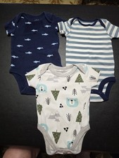 Boys Sz 0-3m Lot Of 3 One pc Rompers