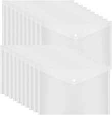 20 Pcs Clear Plastic Envelope with Snap Button Closure, Plastic Waterproof Envel