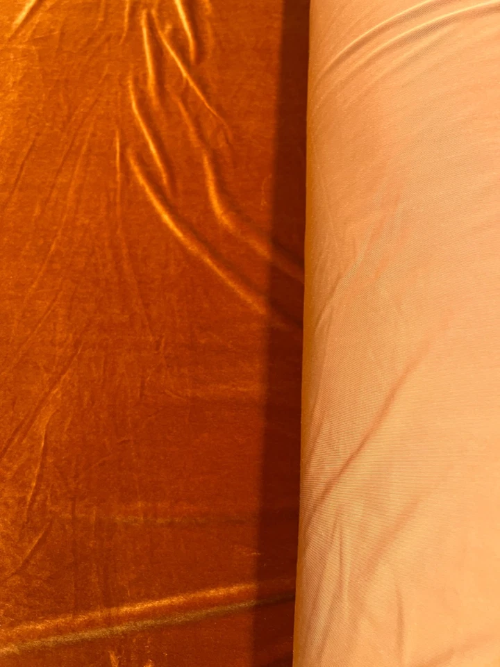 Burnt Orange Velvet Fabric by Yard Soft Stretch Upholstery Sewing Material 160cm - Image 3 of 4