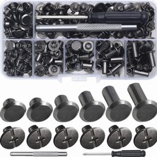 Tornillos Chicago 110 Juegos Remaches Cuero Premium M5 Negro Para Correas Bolsos