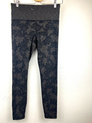 Athleta Women's Elation Texture Floral Tight Leggings Black/Grey Size M