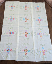 LOT/3 34"Lx 9"W IVORY Panels w/PRETTY Hand Emb Floral details in each piece NEW
