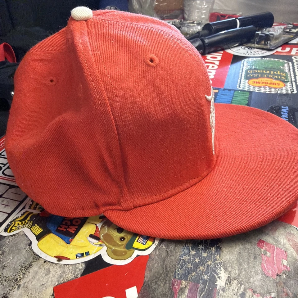 Sombrero ajustado Fear Of God Essentials New Era 7 3/8 naranja lana 5950 Pro niebla mlb Foto 4 de 4
