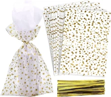 200 Pcs Star Printed 4"X 9" Gift Wrap Cello Cellophane Treat Bags Party Favor ba