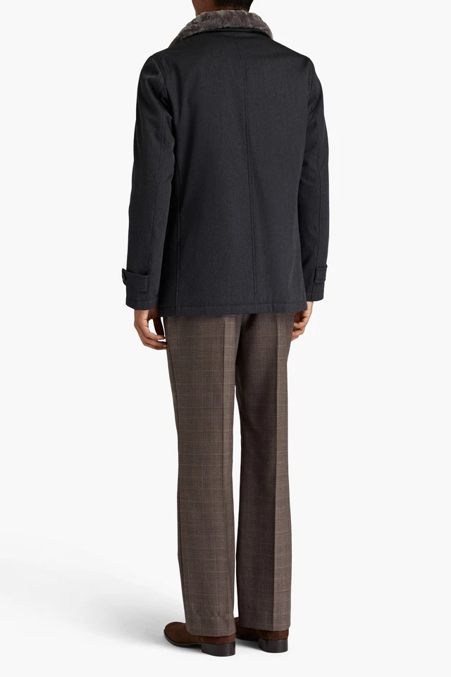 RRP€1100 HERNO TECH Wool Coat IT50 US40 L GREEN STORM SYSTEM Beaver Fur Collar - Image 2 of 4