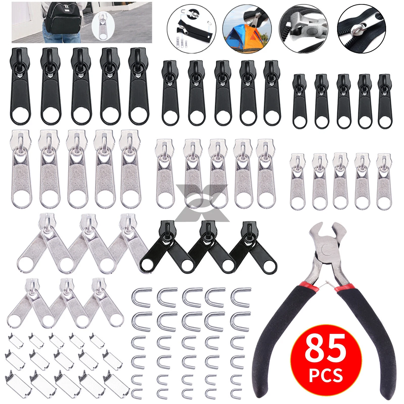 85pcs Fix Zipper Zip Slider Repair Instant DIY Kit Removable Rescue Replacement - product detail image 2