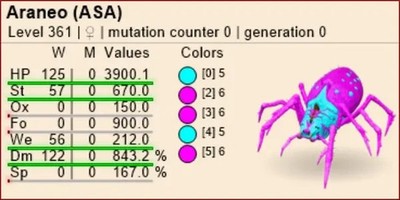Araneo-Ark Survival Ascended ASA-Dino-Colors-Top Stat-PVE-PC/XBOX/PS5-AAO