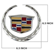 Cadillac Grille Emblem 6 Inch Front Wreath Crest Badge Abs Plastic