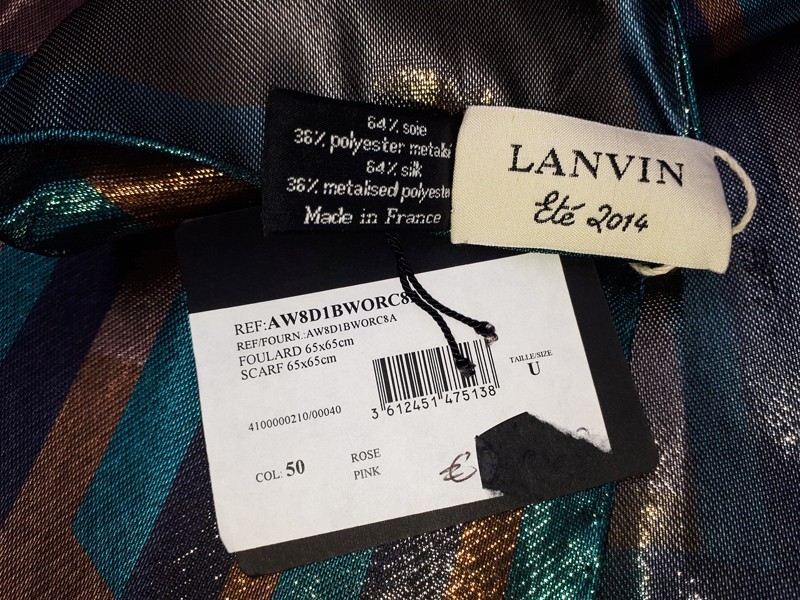 Lanvin Paris HEAD OVER HEELS Square Scarf Metallic Silk Graphic Print France image 2