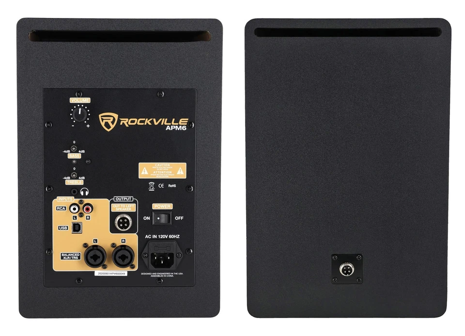 Rockville APM6W 6.5&#34; 2-Way 350W Active/Powered USB Studio Monitor Speakers Pair - Image 3 of 4