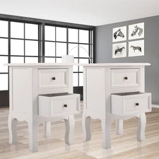 Set Of 2 Nightstand End Table Bedroom W/Storage Organizer Wooden Side Bedside