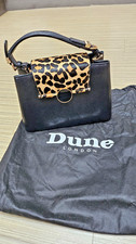 Dune Black Leather Handbag With Leopard Print Pony Skin Trim.Excellent Condition