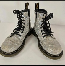 Doc Martens 1460 J Sparkle Glitter Sparkle Leather Lace Up Zip Boots Kids 2